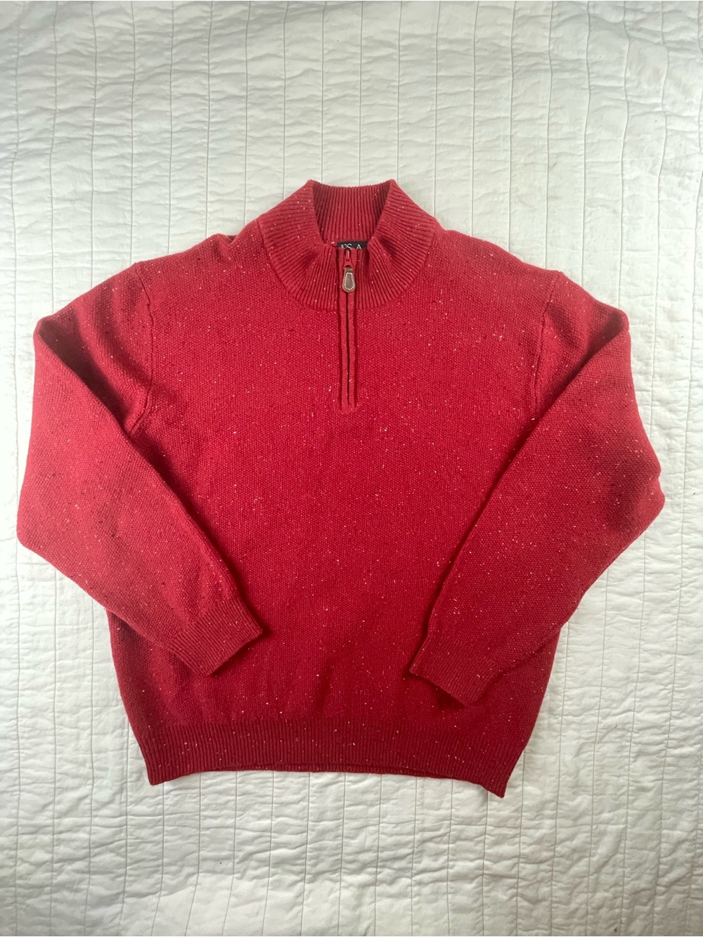 Jos. A. Bank Men's Red Quarter Zip Wool Blend Knit Sweater XL